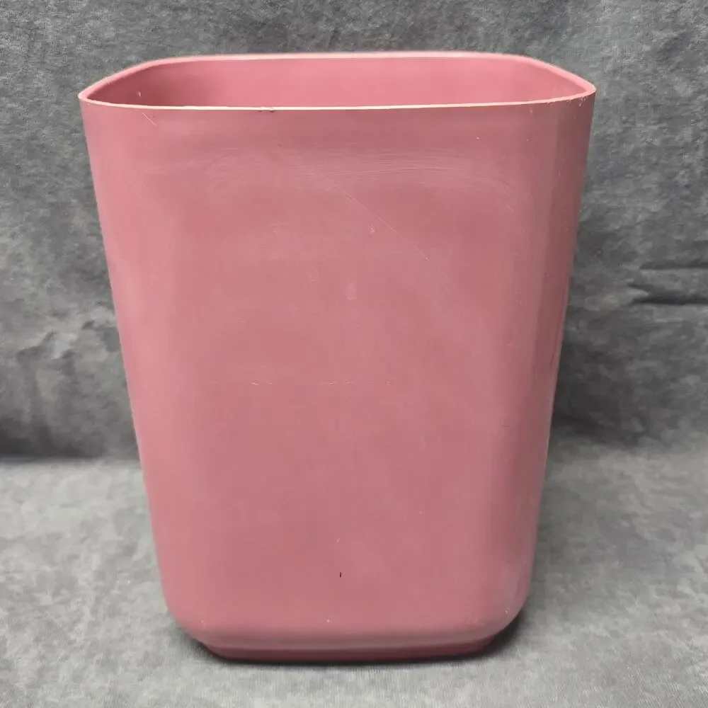 Vintage Aquetta Ware Blush Pink Small Square Plastic Trash Can